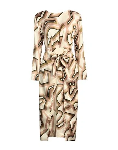Même Road Woman Midi Dress Beige Size 6 Polyester In Beige