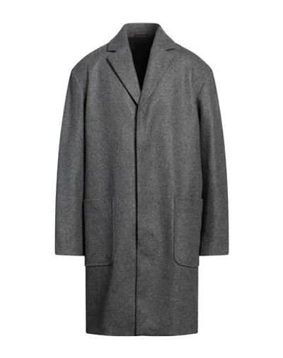 Calvin Klein Man Coat Charcoal Size L Wool, Polyamide In Grey