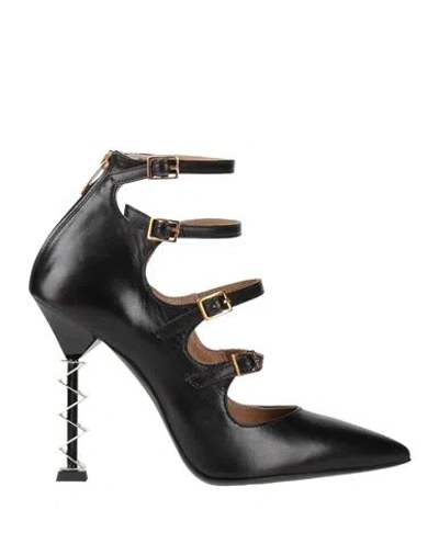 Wo Milano Woman Pumps Black Size 8 Leather In Black