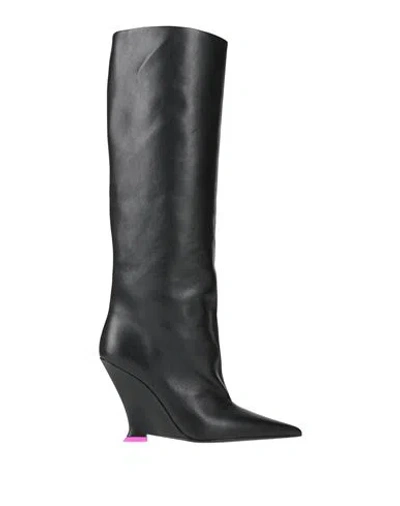 3juin Woman Boot Black Size 6 Leather In Black