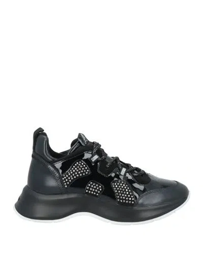 Hogan Woman Sneakers Black Size 7.5 Calfskin In Black