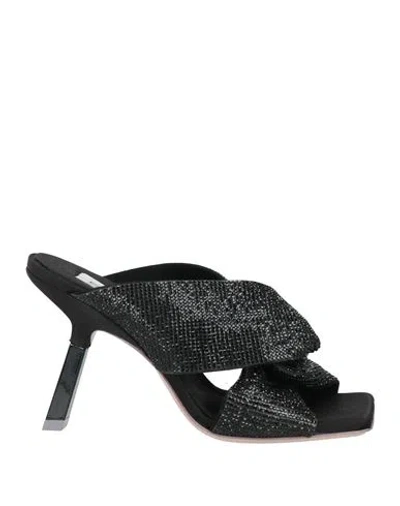 Sebastian Milano Woman Sandals Black Size 7 Textile Fibers In Black