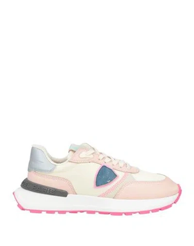 Philippe Model Woman Sneakers Pink Size 7 Leather, Textile Fibers In Pink