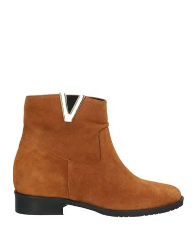 Romano Woman Ankle Boots Tan Size 8 Leather In Brown