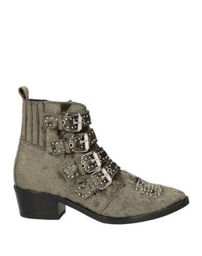 Janet & Janet Woman Ankle Boots Military Green Size 7 Textile Fibers In Green