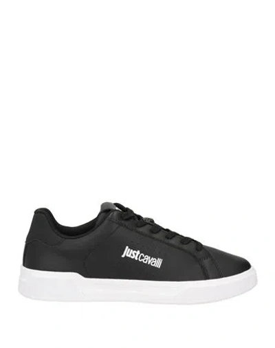 Just Cavalli Logo-print Leather Sneakers In Black