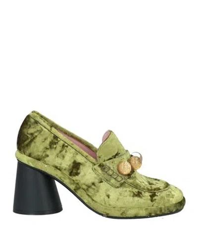 Ras Woman Loafers Green Size 8 Textile Fibers In Green