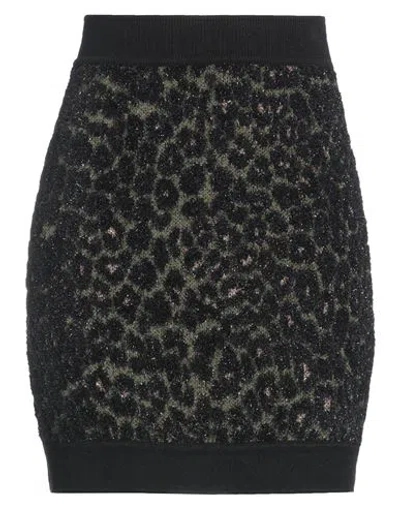Nenette Woman Mini Skirt Black Size M Viscose, Pbt - Polybutylene Terephthalate, Polyamide, Metallic In Black