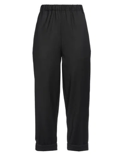 Solotre Woman Pants Black Size 10 Polyester, Elastane, Viscose In Black