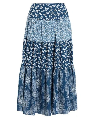 RALPH LAUREN LAUREN RALPH LAUREN WOMAN MIDI SKIRT NAVY SIZE 4 COTTON 
