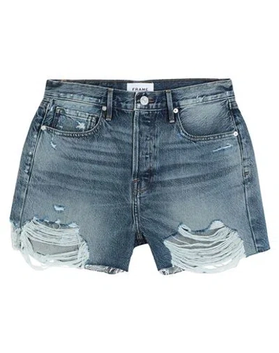 Frame Woman Denim Shorts Blue Size 26 Cotton, Re-used Cotton In Blue