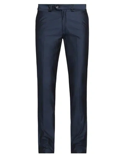 A.testoni Testoni Man Pants Navy Size 38 Cotton, Silk In Navy Blue
