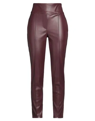 Kocca Woman Pants Burgundy Size 4 Polyurethane, Polyester In Red