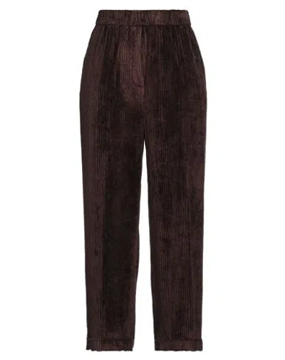Peserico Woman Pants Dark Brown Size 8 Viscose In Brown