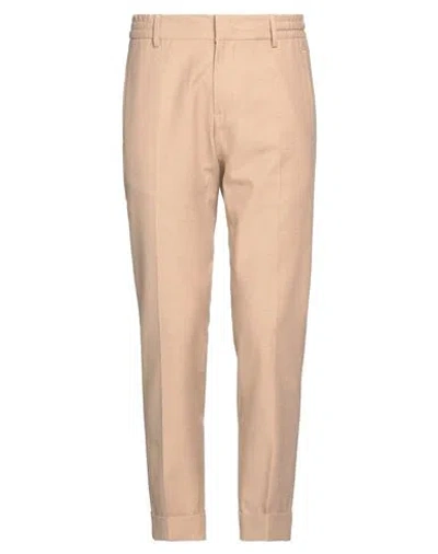 MESSAGERIE MESSAGERIE MAN PANTS SAND SIZE 36 COTTON, LINEN, POLYETHYLENE 