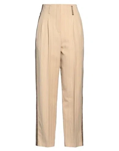 Alysi Woman Pants Sand Size 8 Cotton, Virgin Wool, Viscose, Acetate, Polyester In Beige