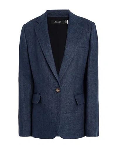 Ralph Lauren Lauren  Woman Blazer Blue Size 8 Linen In Blue
