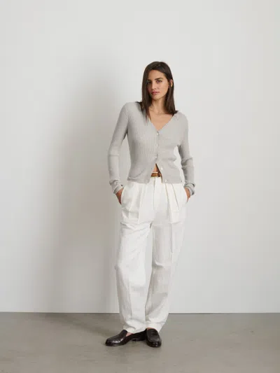 Alex Mill V-neck Ribbed Cardigan In Heather Grey