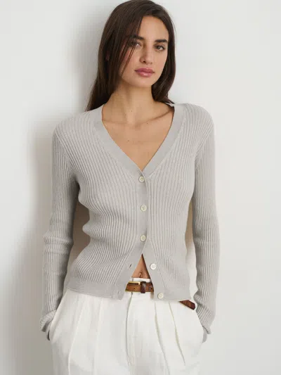 Alex Mill V-neck Ribbed Cardigan In Heather Grey