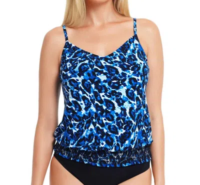 Magicsuit Justina Blouson Tankini Top In Blue In Blue