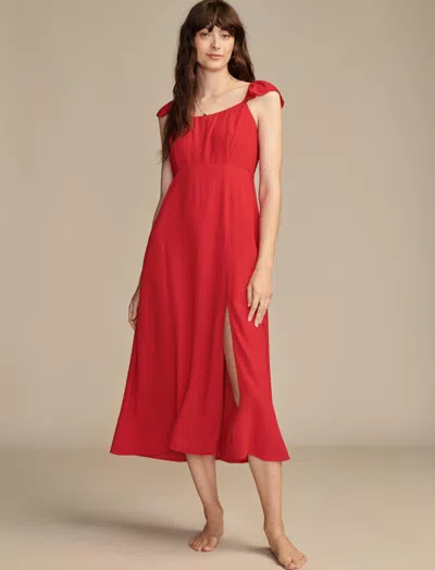 Shop Lucky Brand Women's Ruffle Sleeve Midi Dress In Red