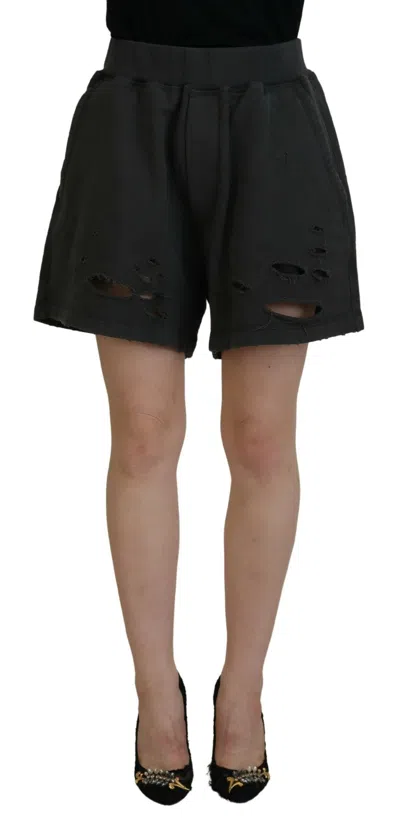 Dsquared2 Dsqua² Cotton Mid Waist Tatte Tape Women's Shorts In Black