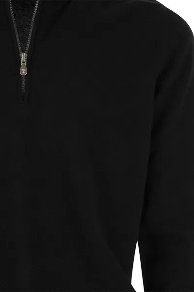 Shop Brunello Cucinelli Cashmere Turtleneck Sweater With Zip In Black