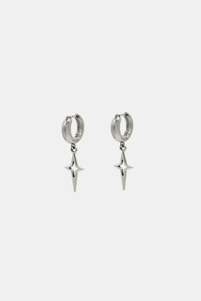 Velvet Luna Sparkle Charm Hoop Earrings In Silver, Women's At Urban Outfitters In Silver