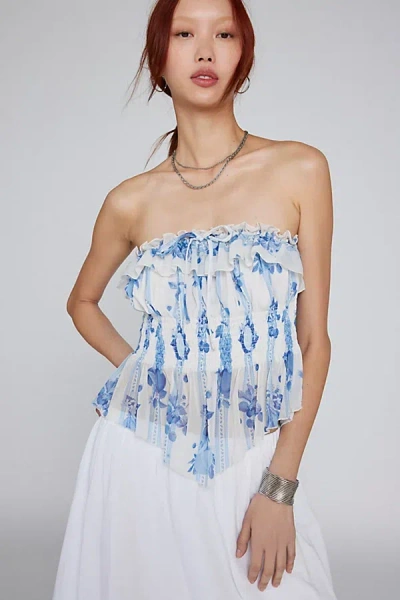 Kimchi Blue Clarabella Tube Top In Blue Motif At Urban Outfitters In Blue Motif