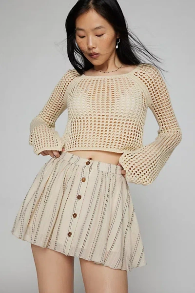 Kimchi Blue Bonnie Button-front Mini Skirt In Neutral At Urban Outfitters In Neutral