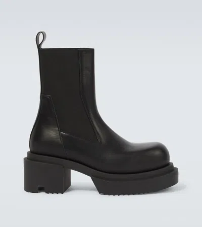 Rick Owens Chunky Sole Ankle Boots With Elastic Panels In Black