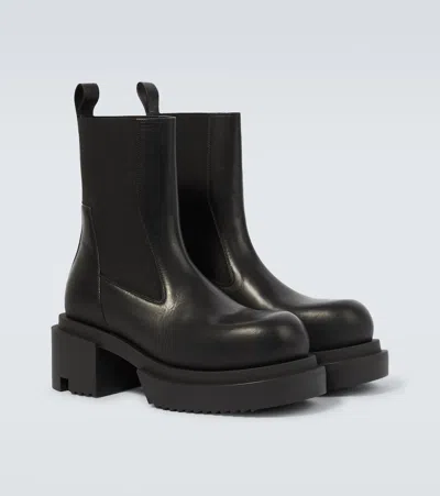 Rick Owens Chunky Sole Ankle Boots With Elastic Panels In Black