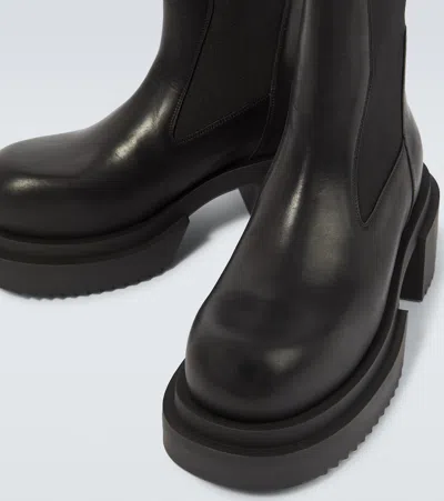 Rick Owens Chunky Sole Ankle Boots With Elastic Panels In Black