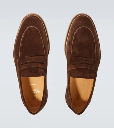 Brunello Cucinelli Elegant Suede Penny Loafers For Men In Brown
