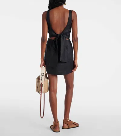 Sir Iris Linen Minidress In Black