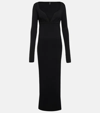 Sir Helena Ribbed-knit Maxi Dress In Black