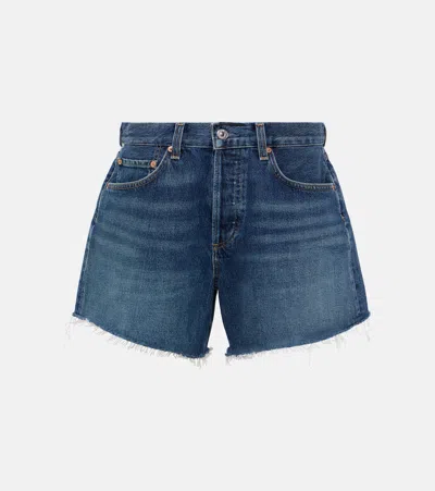 Citizen Of Humanity Gaucho High Waist Organic Cotton Denim Shorts In Blue