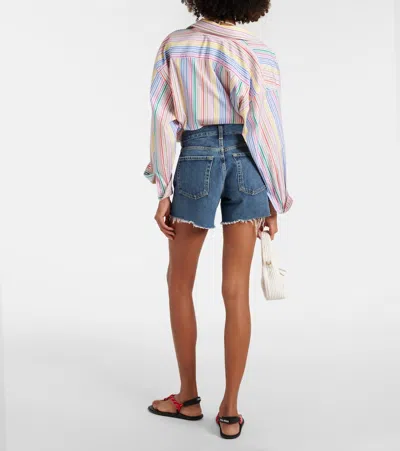 Citizen Of Humanity Gaucho High Waist Organic Cotton Denim Shorts In Blue
