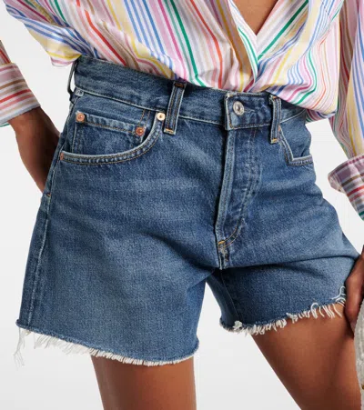 Citizen Of Humanity Gaucho High Waist Organic Cotton Denim Shorts In Blue
