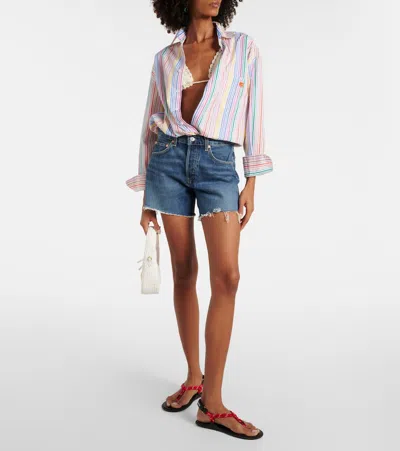 Citizen Of Humanity Gaucho High Waist Organic Cotton Denim Shorts In Blue
