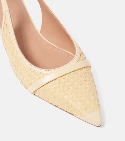 Shop Malone Souliers Jama Raffia Slingback Ballet Flats In Beige