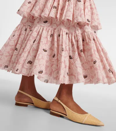 Malone Souliers Jama Raffia Slingback Ballet Flats In Beige