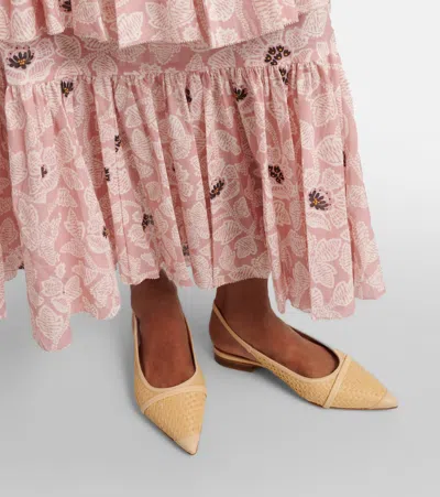Malone Souliers Jama Raffia Slingback Ballet Flats In Beige
