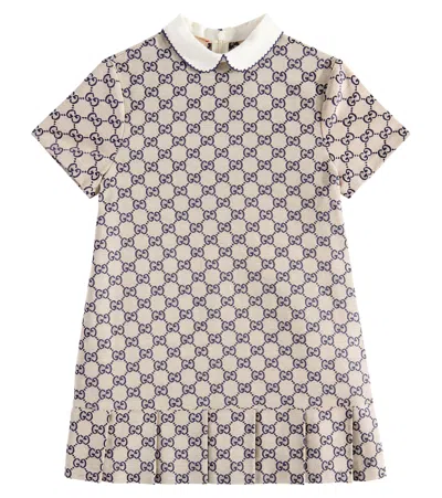 Shop Gucci Gg Canvas Cotton-blend Dress In Blue