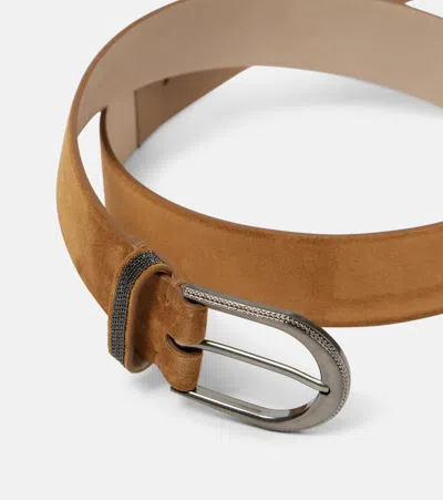 Brunello Cucinelli Suede Belt In Brown