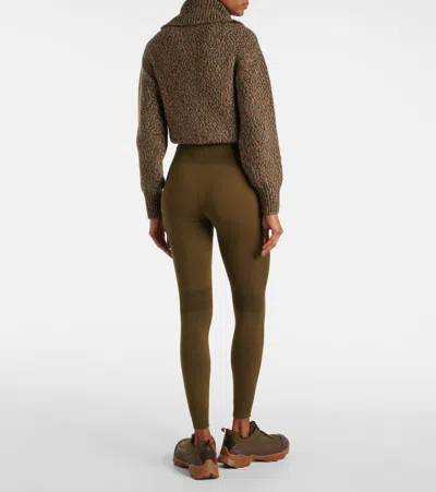 Loro Piana Ribbed-knit Silk-blend Leggings In Green