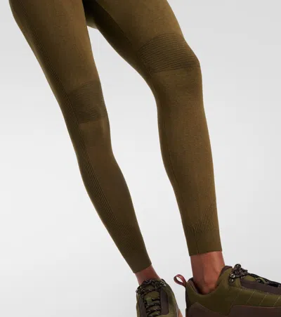 Loro Piana Ribbed-knit Silk-blend Leggings In Green