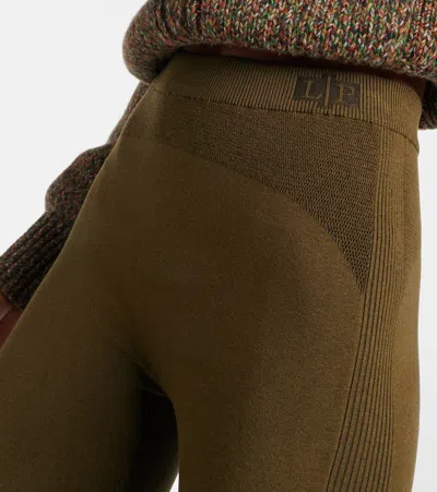 Loro Piana Ribbed-knit Silk-blend Leggings In Green