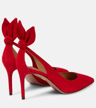 Shop Aquazzura Bow Tie Suede Pumps In Red