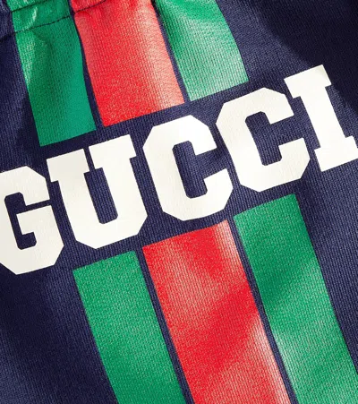 Gucci Web Cotton Jersey Sweatpants In Blue